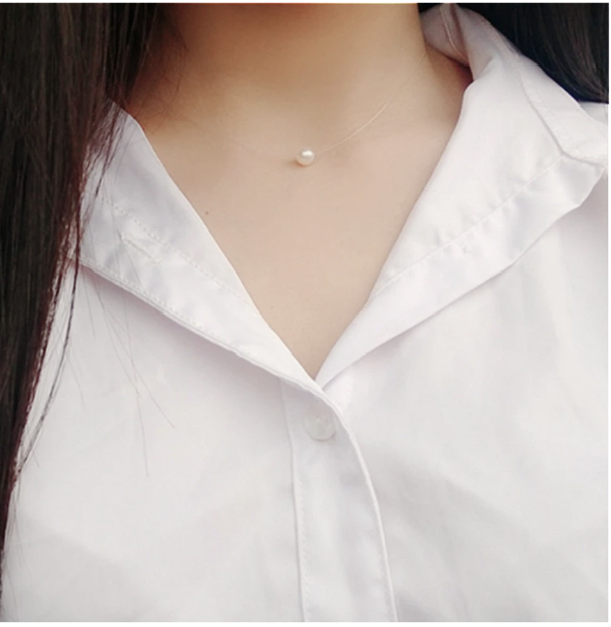 Dây chuyền bạc đính Ngọc Trai đen /trắng 7, 8li