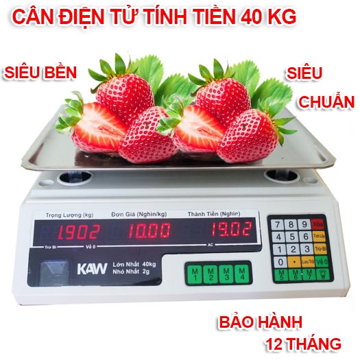 Cân điện tử, Cân điện tử có chuẩn không - Cân điện tử tính giá loại 40kg chất lượng tốt, siêu chuẩn xác, chống nước, thiết kế thông minh, bền bỉ - Bảo hành uy tín 1 đổi 1