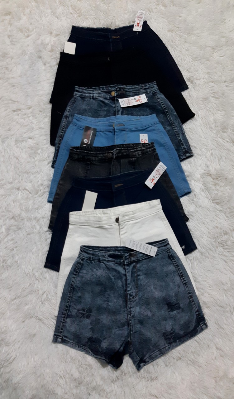 Quần jean short đùi nữ lưng cao có túi sau mặc tôn dáng