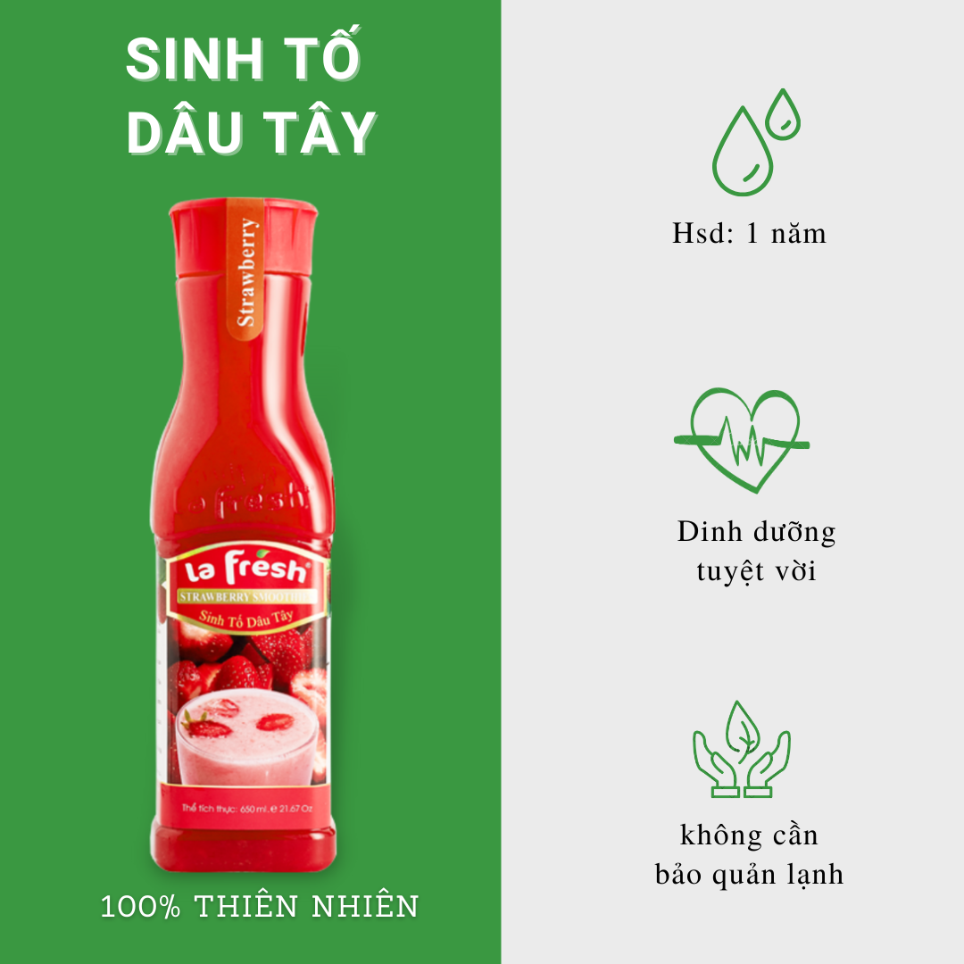 Sinh Tố Dâu Tây Lafresh Đà Lạt Chai 650ML