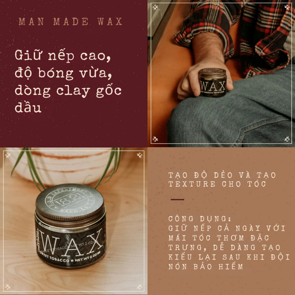 [FULL LINE] Sáp vuốt tóc 18.21 Man Made (Clay - Wax - Paste - Pomade)
