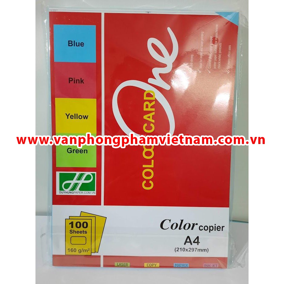 Bìa màu a4 one indo 100 tờ/ram đl 160gsm