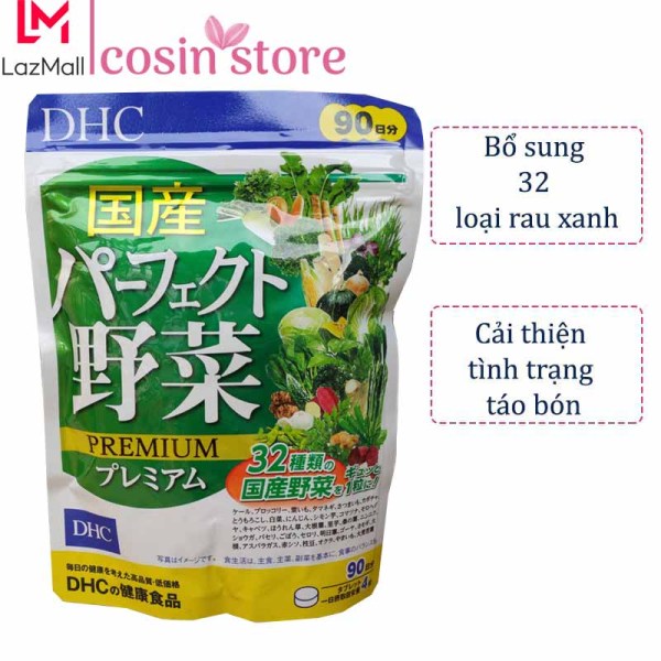 Viên uống rau củ DHC Perfect Vegetable gói 90 ngày dùng 360 viên của Nhật - Bổ sung lợi khuẩn và chất xơ - Cosin Store cao cấp