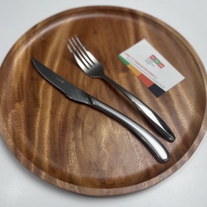dao dĩa(nĩa) ăn bít tết inox cao cấp, đuôi cong Costa