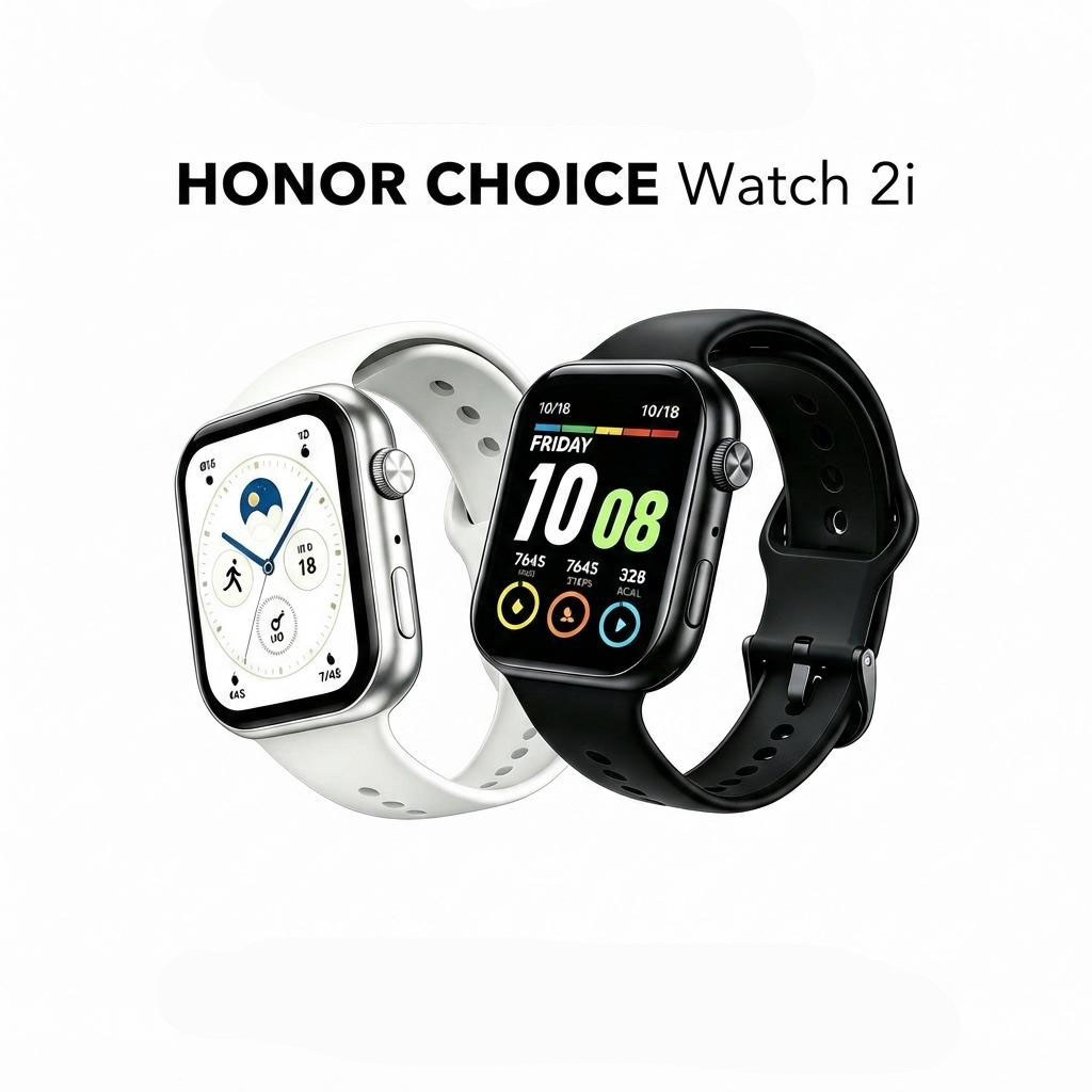 Đồng hồ thông minh HONOR CHOICE InfoWear Watch 2i | Màn hình AMOLED 1.85, Theo dõi thể dục đa dạng, Bao gồm dây đeo thay thế màu đen và trắng, 100% Chính hãng