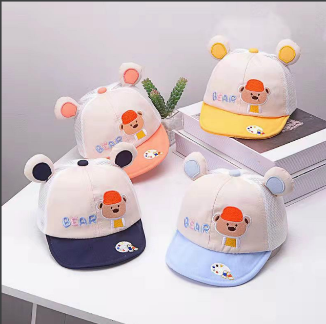 Mũ nón lưỡi trai cho bé dạng lưới hình gấu Bear, Monter cho bé từ 6-24 tháng