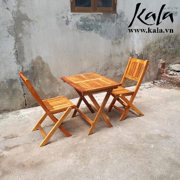 Bộ 1 bàn 2 ghế gỗ cafe xếp gọn