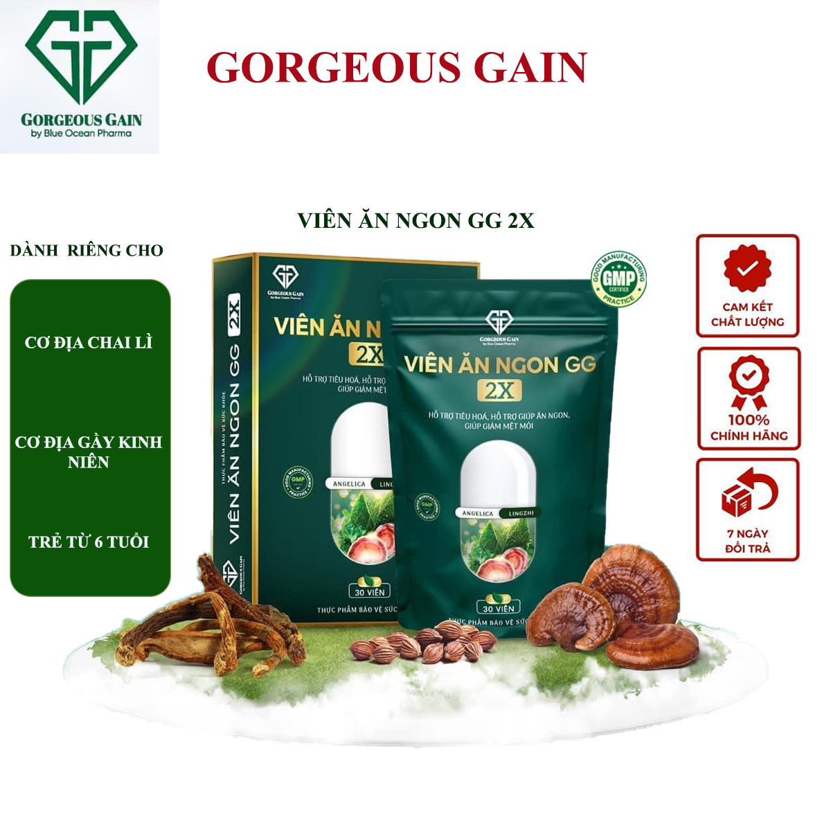 Viên Ăn Ngon GG 2X Giúp Ăn Ngon Ngủ Ngon Hỗ Trợ Lên Cân An Toàn Cho Người Cơ Địa Chai Lỳ Gầy Kinh Niên Và Trẻ Em Từ 6 Tuổi