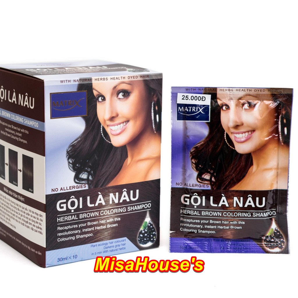 Dầu Gội Nhuộm Tóc - Gội Là Nâu Matrix 25g [5 Gói]