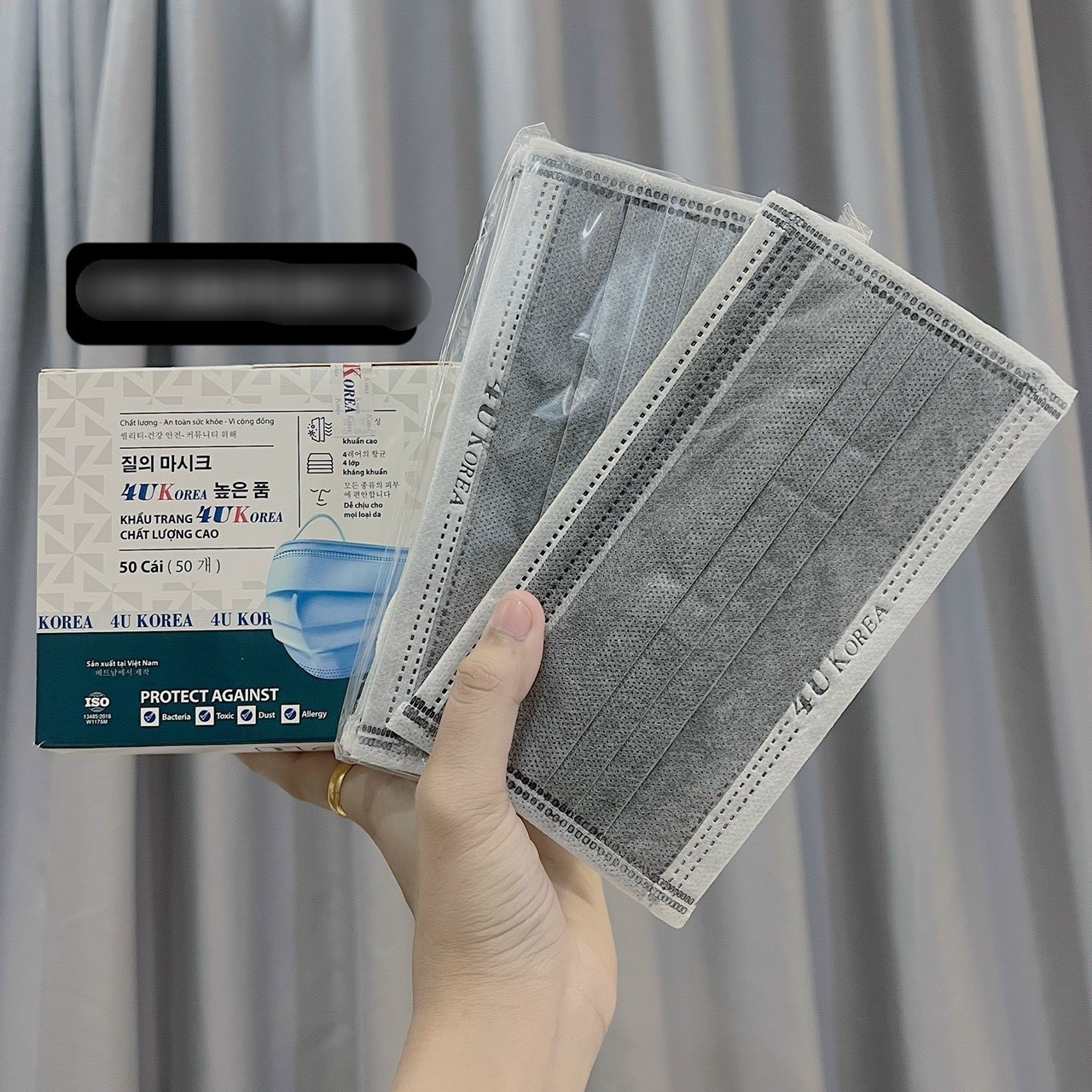 Hộp 50 chiếc khẩu trang Y tế 4U KOREA kháng khuẩn hàng 4 lớp dày đẹp