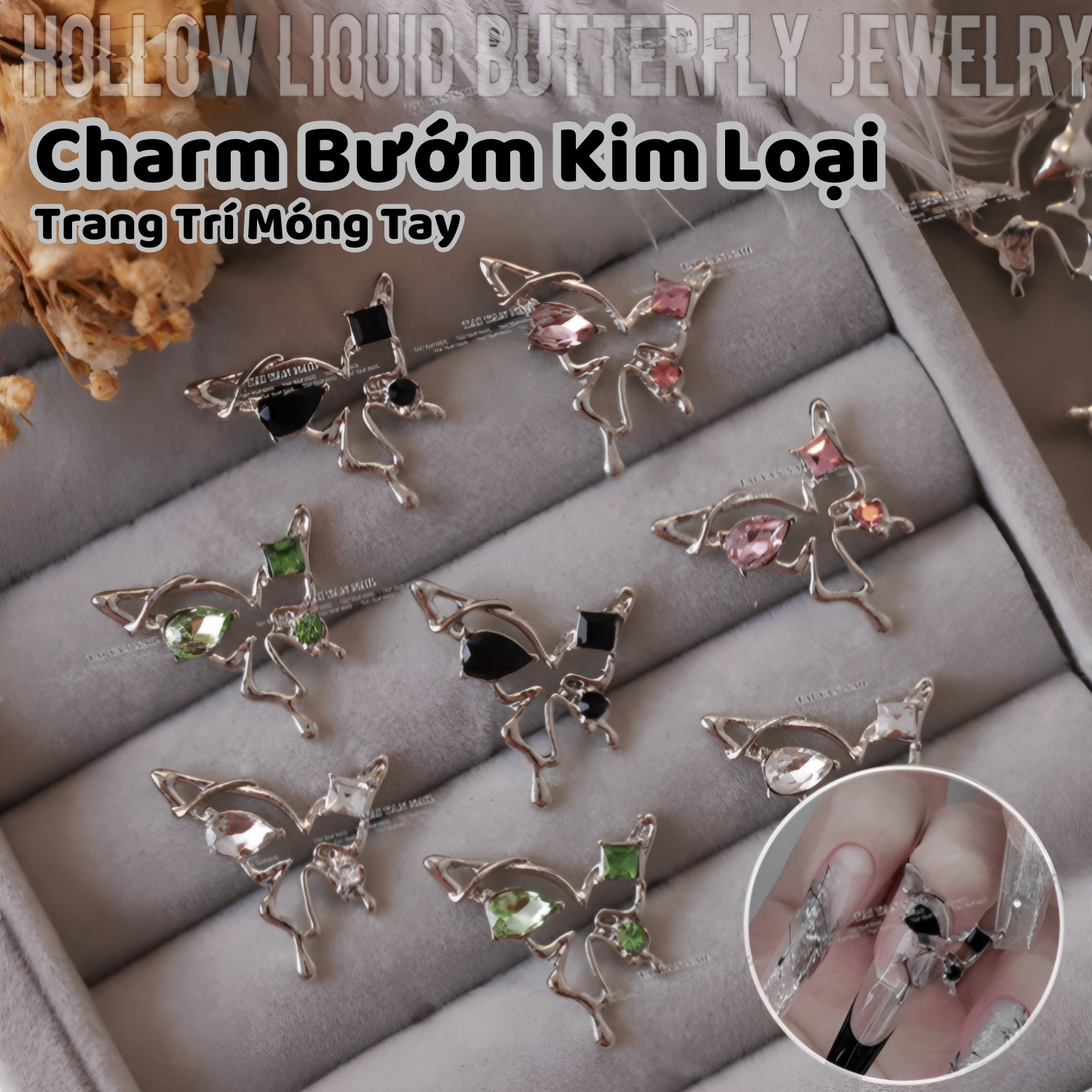Charm Bướm Treo Cao Cấp Đính Móng CC