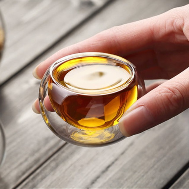 Chén trà thủy tinh chịu nhiệt 2 lớp 50ml