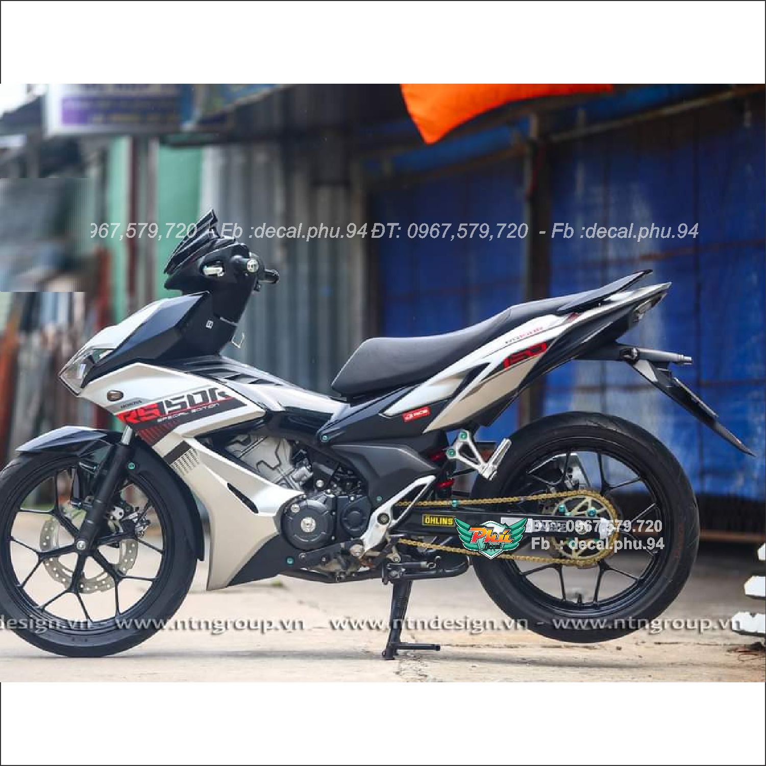 Tem rời xe Winner X bạc đen Rs