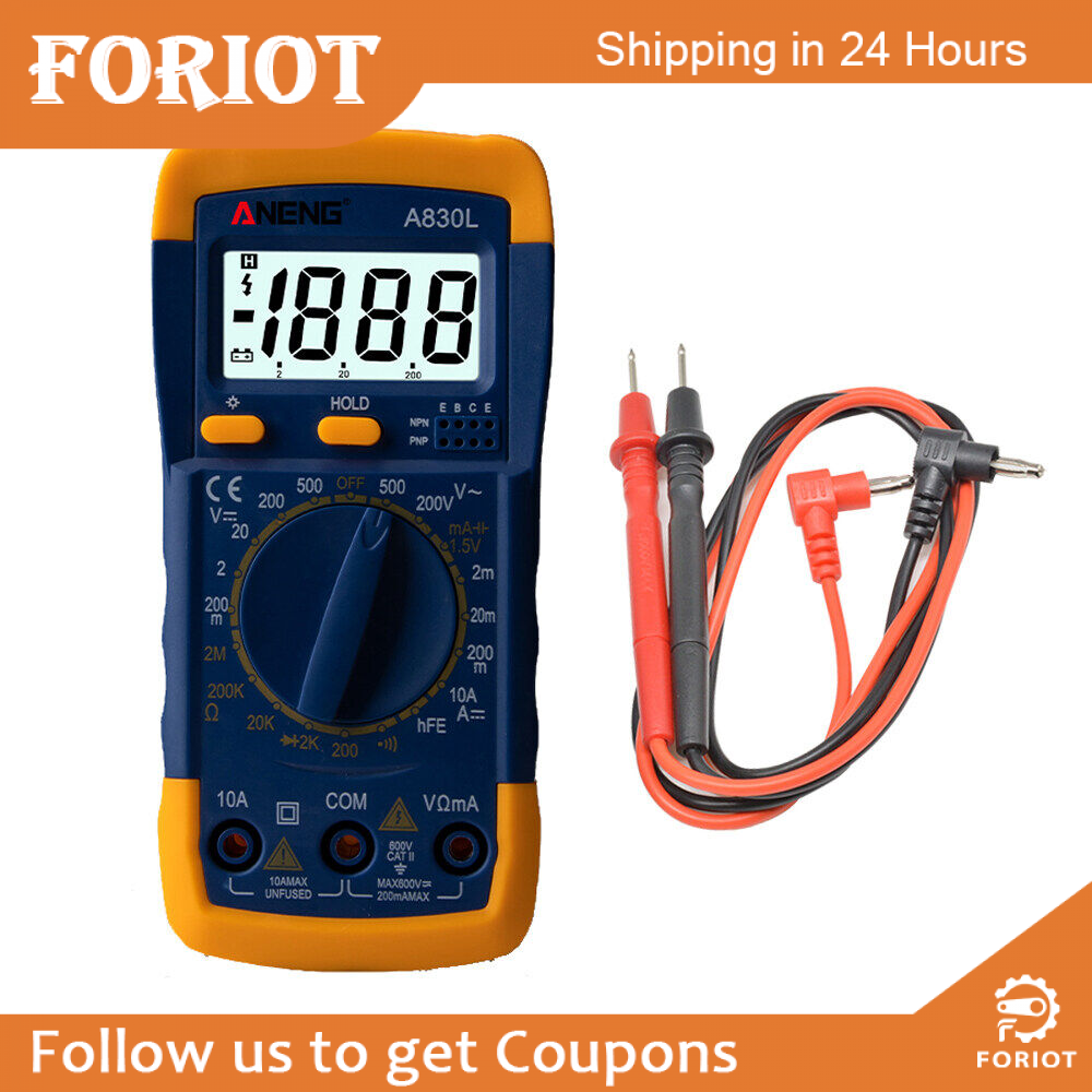 Foriot LCD Digital Multimeter A830L AC DC Voltage Diode Freguency Multitester Current Tester Luminous Display with Buzzer Function