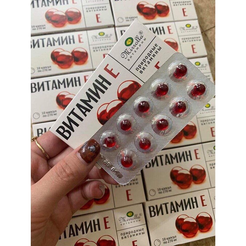Vitamin e đỏ nga mirrola hàm lượng 270 dạng vỉ giúp da luôn khỏe mạnh hồng hào và mịn màng