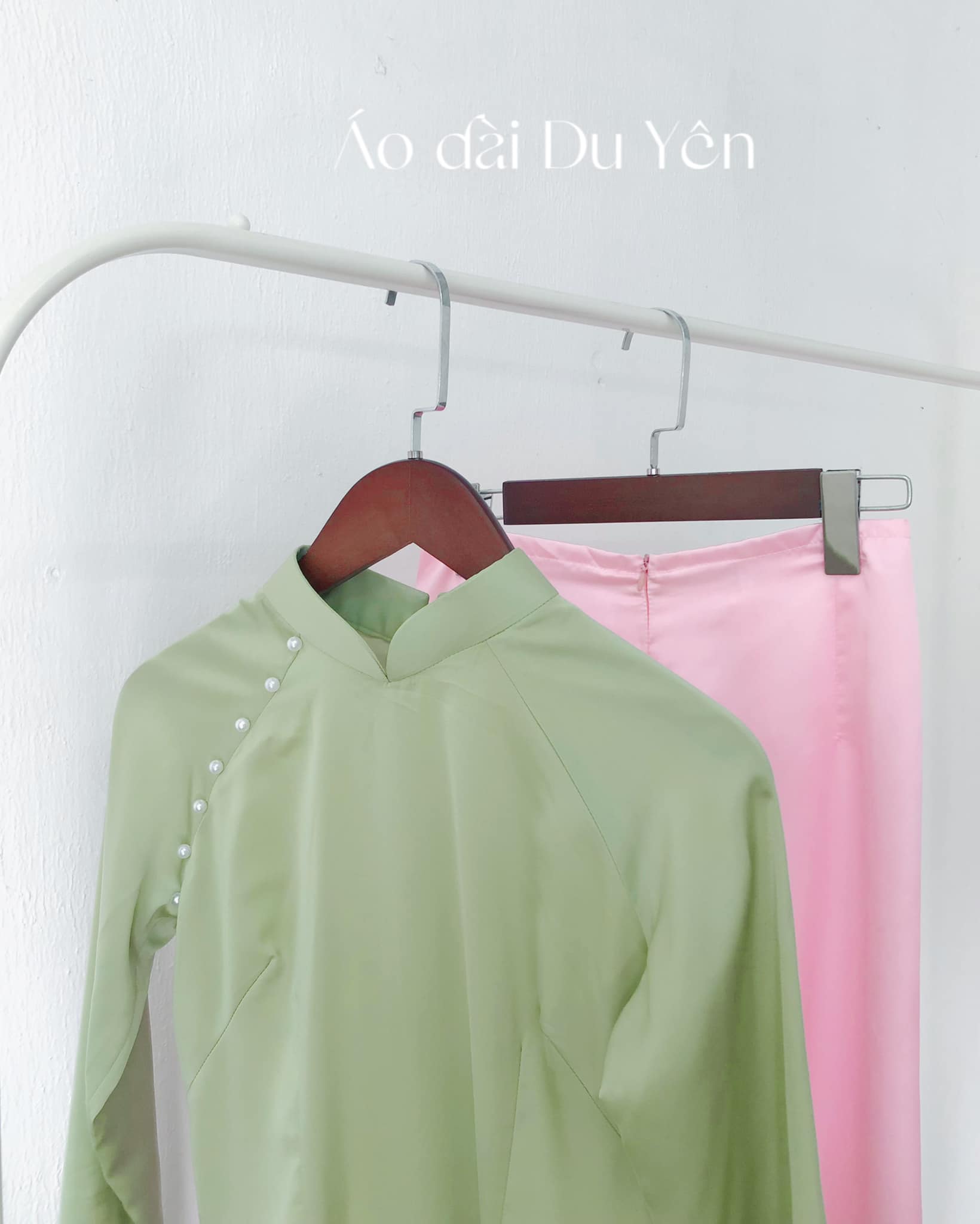 Áo Dài Cách Tân Lụa Tây Thi , Áo Dài Thụy Xanh Bơ (Áo Dài Thiết Kế Du Yên)