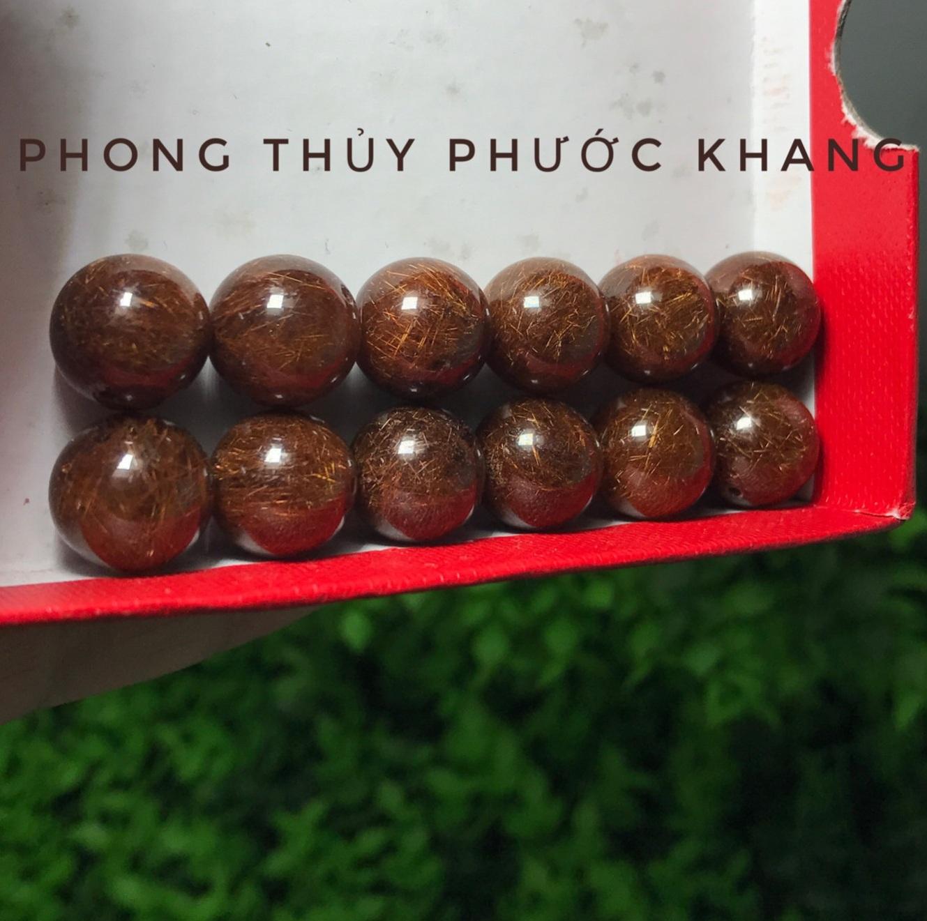 1 Hạt đá tự nhiên thạch anh tóc đỏ size 12 li