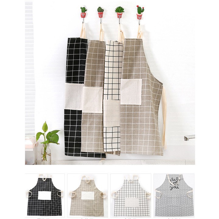 Tạp dề nội trợ - vải kẻ ô tạp dề