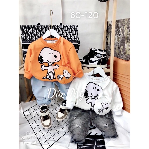 [SET BÉ TRAI] Bộ snoopy kèm túi 2 màu cho bé trai (8-18kg)