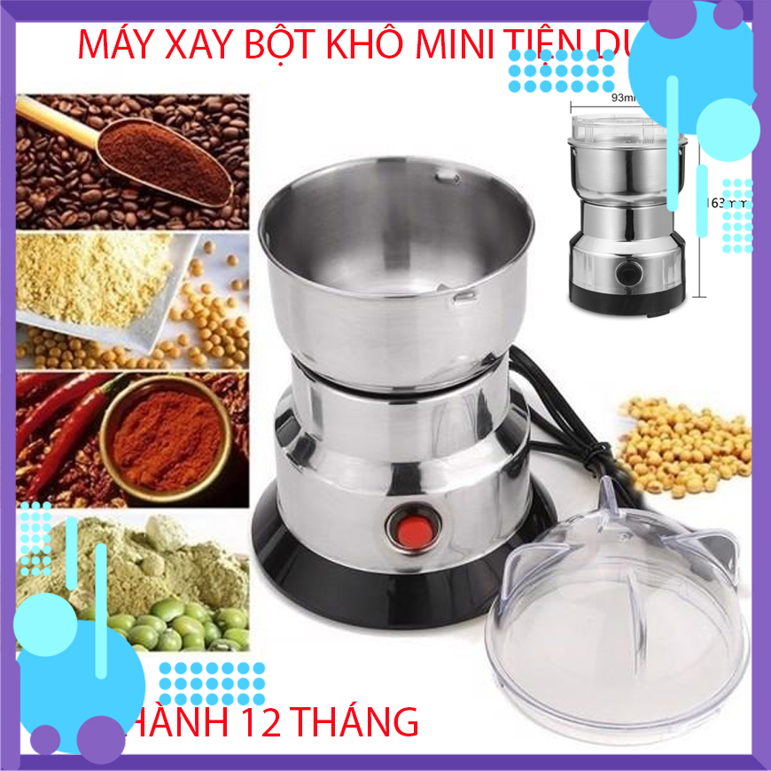 Máy xay bột khô mini cầm tay , Máy xay bột ngũ cốc, bột gạo, Ớt , Hành , Tỏi khô - Thiết kế chắc chắn, Hiện đại, Gọn nhẹ
