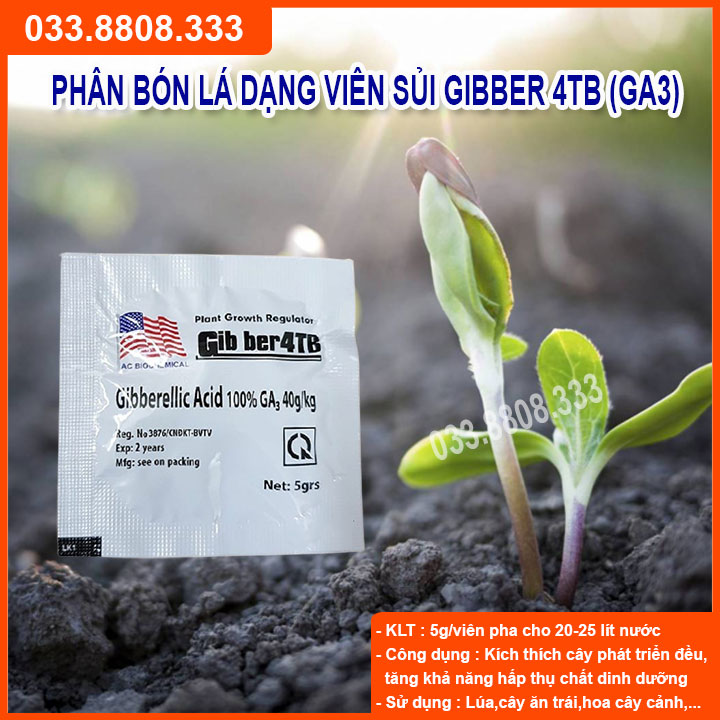 10 Viên Sủi kích thích sinh trưởng GA3 cho cây trồng ( Viên 5gram)
