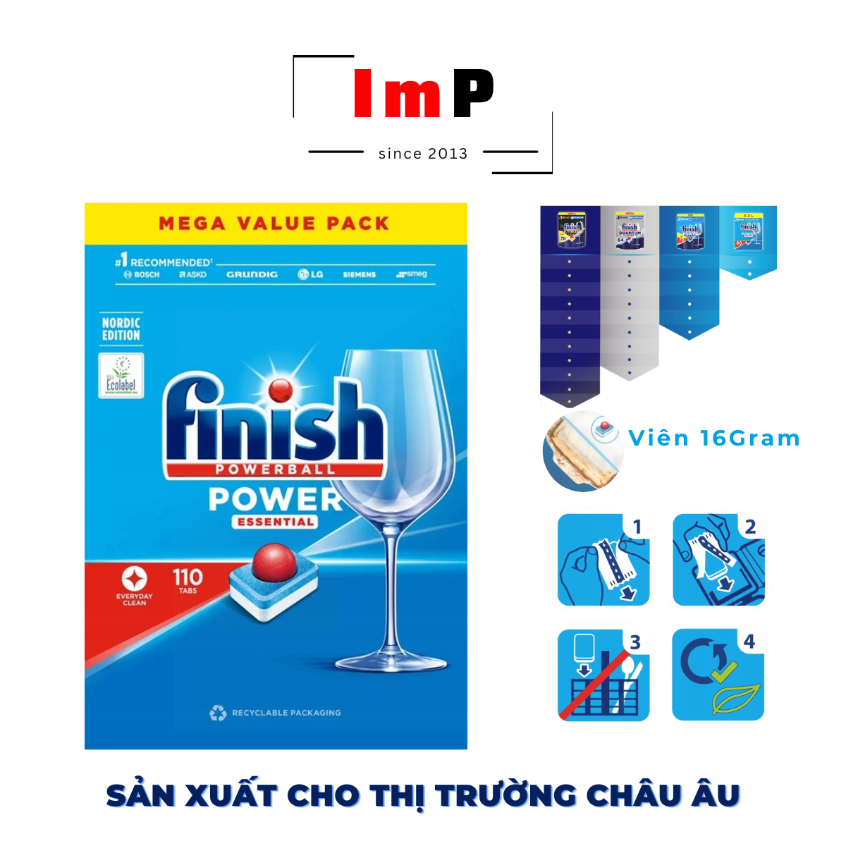 Viên rửa bát Finish Classic - Finish Essential - Hàng chính hãng EU