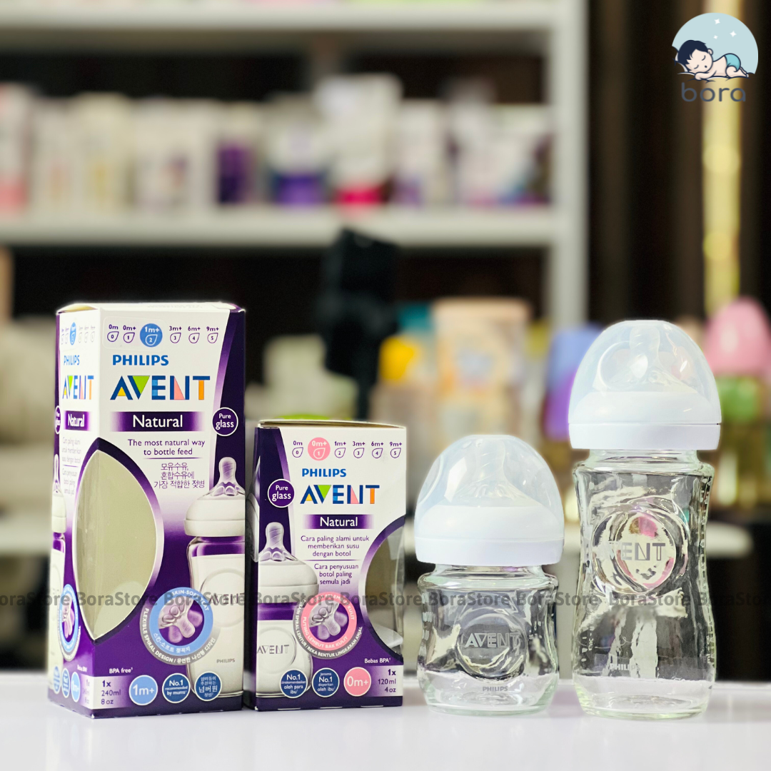 Bình sữa Avent Natural thủy tinh 60ml 120ml 240ml [Được chọn núm 0 - Y][Cam kết chính hãng]