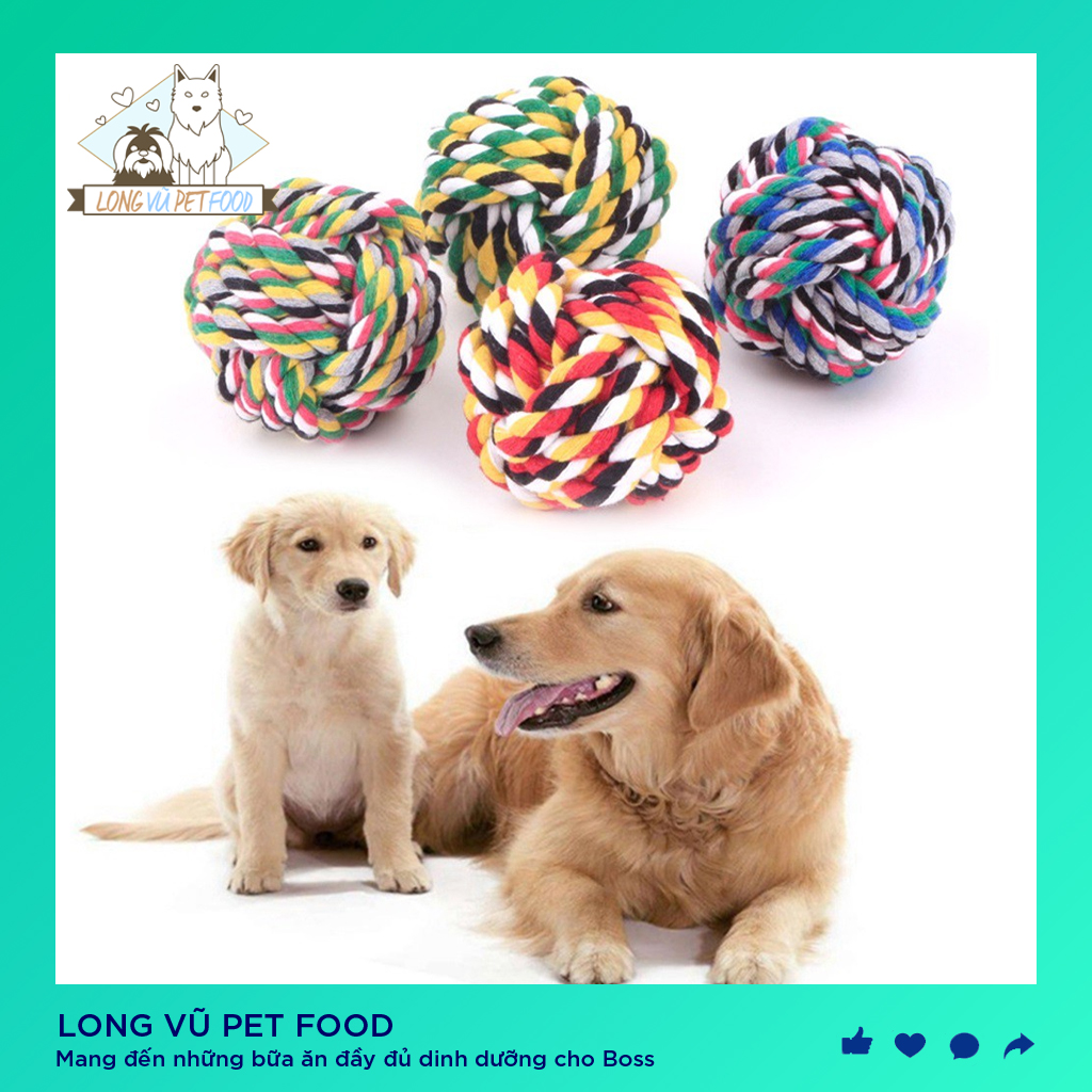Quả bóng đồ chơi chất liệu dây thừng cho thú cưng, đồ chơi cho chó, đồ chơi cho mèo, đồ thú cưng - Long Vũ Pet Food