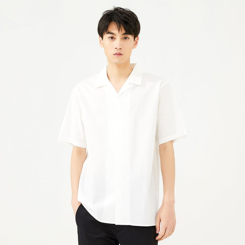 Áo sơ mi nam nữ cổ vest 2 màu trắng đen chất đẹp