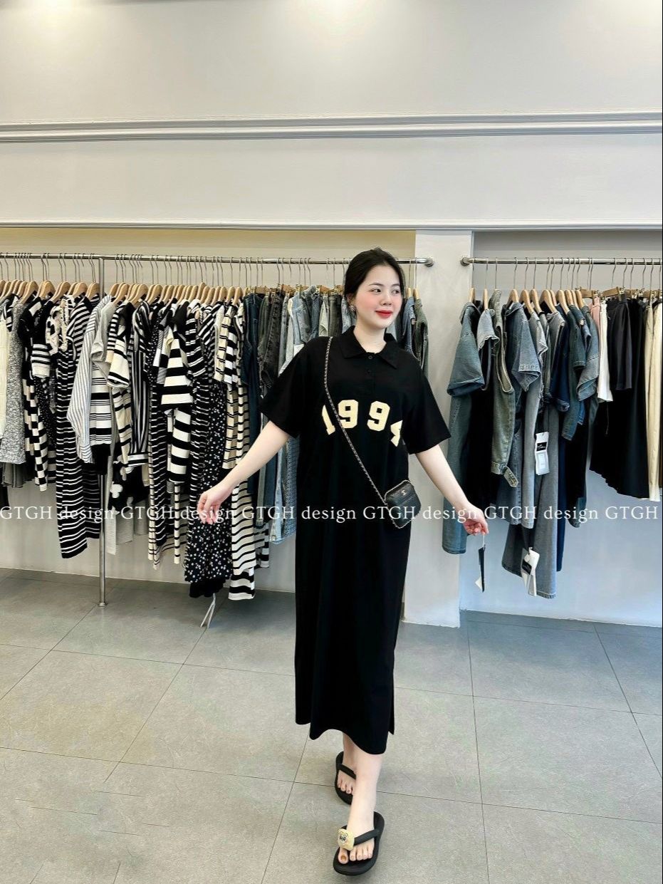 Váy polo, đầm polo 1994 from rộng, dáng dài chất tổ ong