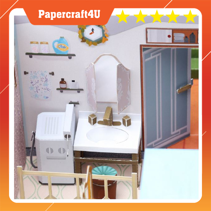 Mô hình giấy 3D Kiến trúc nhà tắm đơn giản