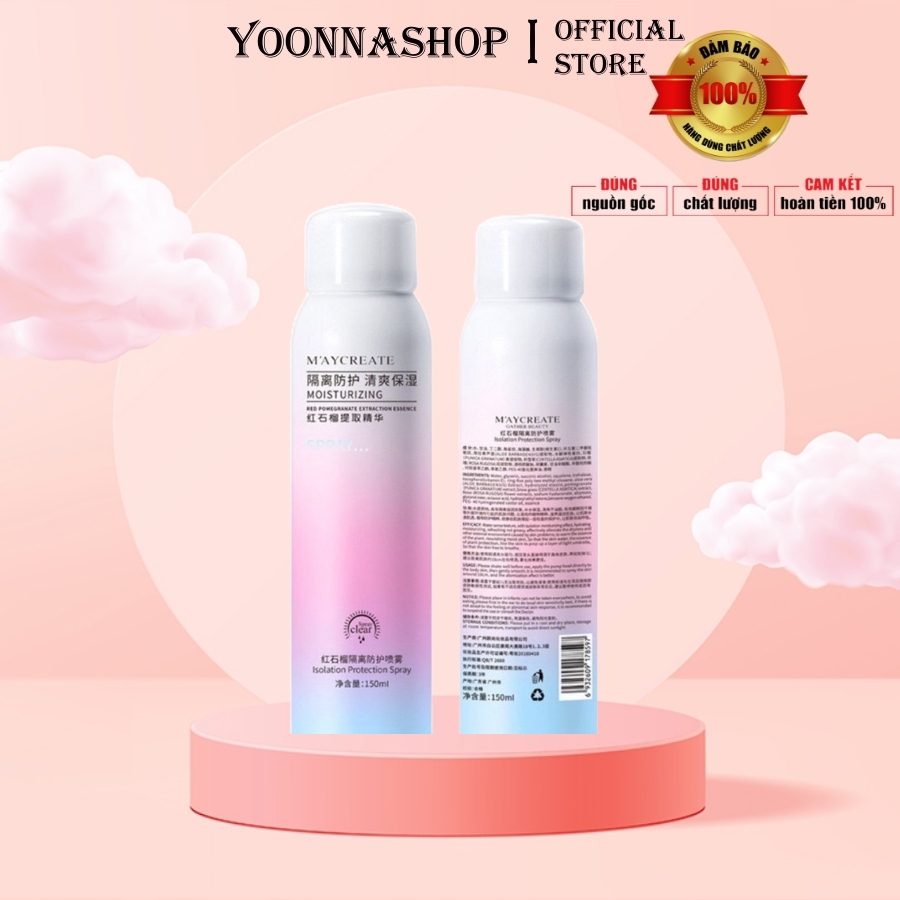 Chai xịt chống nắng Maycreate/BOM làm trắng da tức thì A1