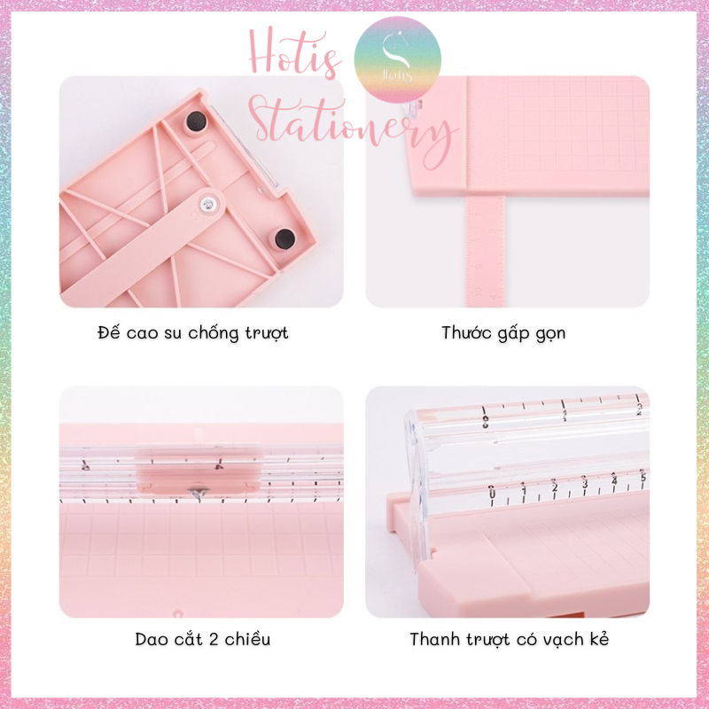 HOTIS 10 MÀU - Bàn cắt giấy mini A4 có thước gấp 27x8.5cm - Nhiều màu