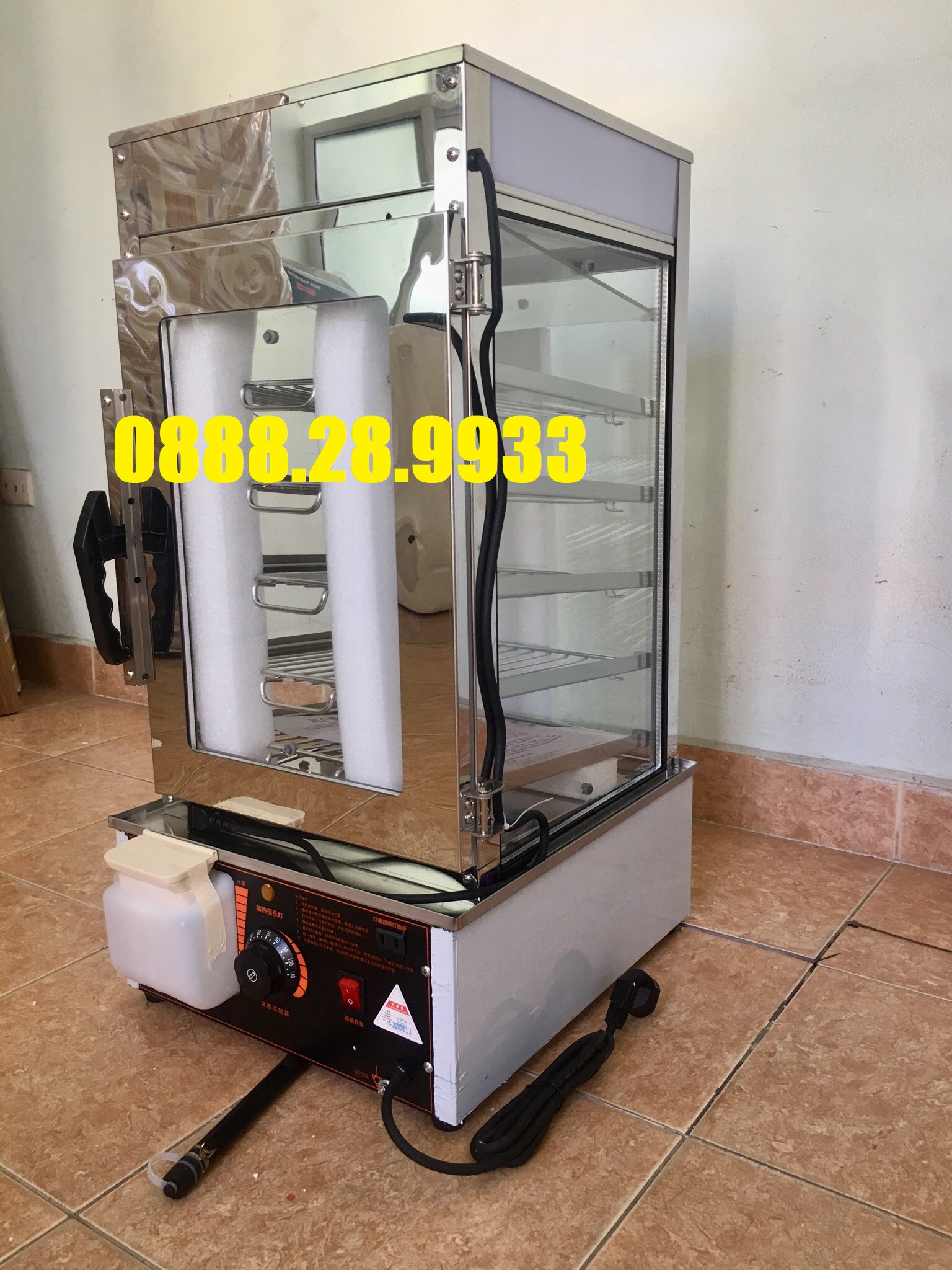 Tủ hấp và trưng bày bánh bao 5 khay Inox