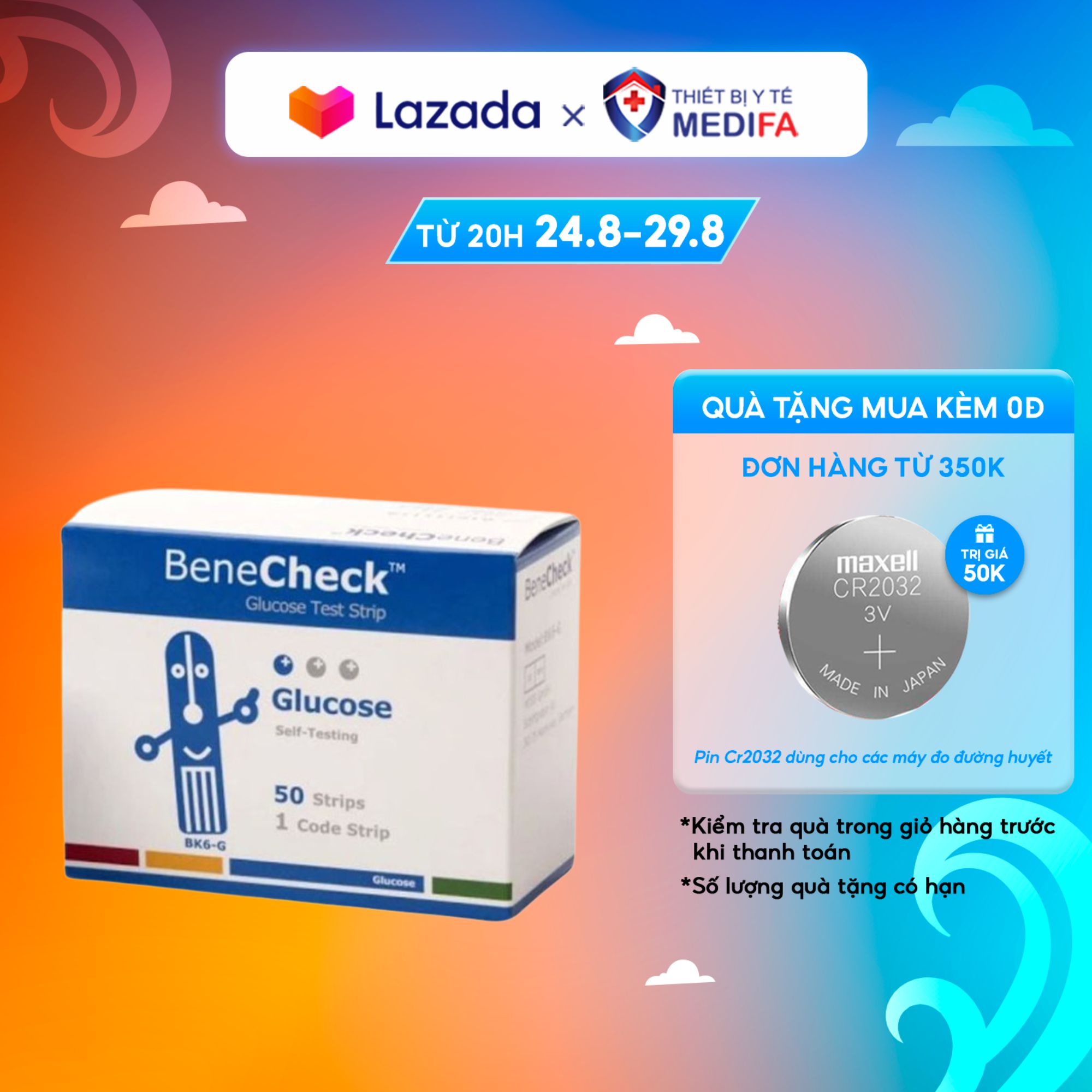Que thử đường huyết benecheck plus hộp 50 que - hàng chính hãng đài loan