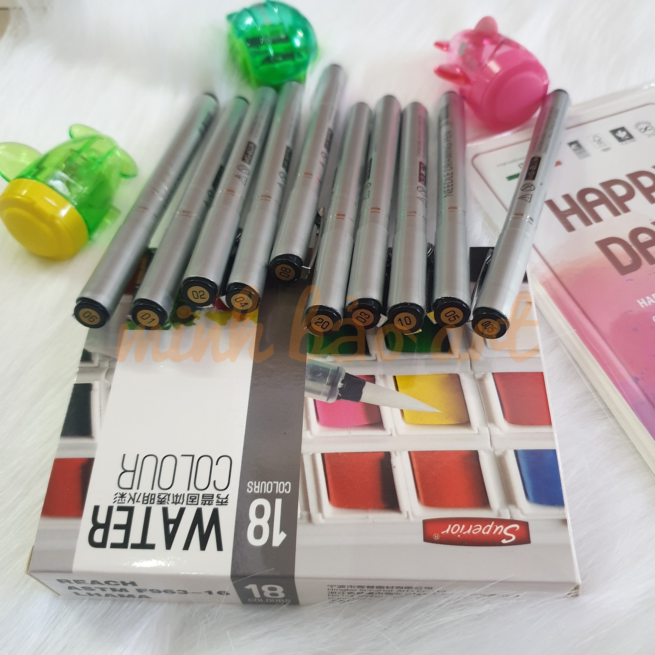 [HCM]BÚT LINE MỰC ĐEN KHÁNG NƯỚC SUPERIOR MÀU MỰC ĐỀU KHÓ PHAI NÉT MỀM MẠI NGÒI KIM VỚI 10 CỠ NGÒI  (CHỌN SIZE)