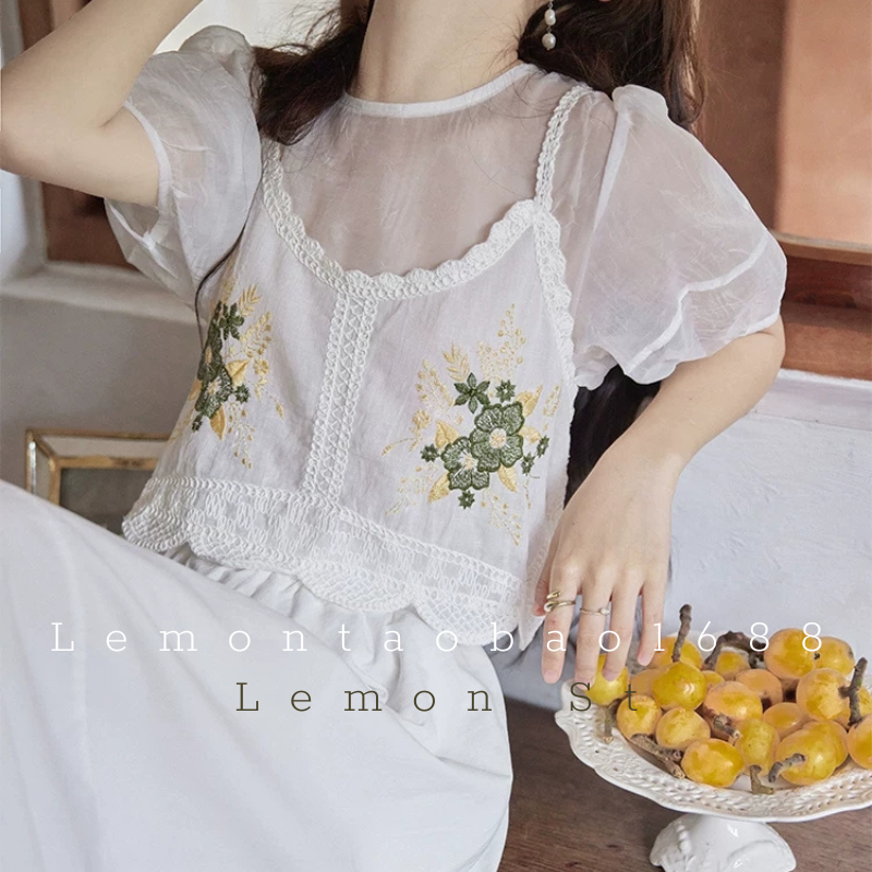 Áo 2 dây len móc thêu hoa Vintage store1688
