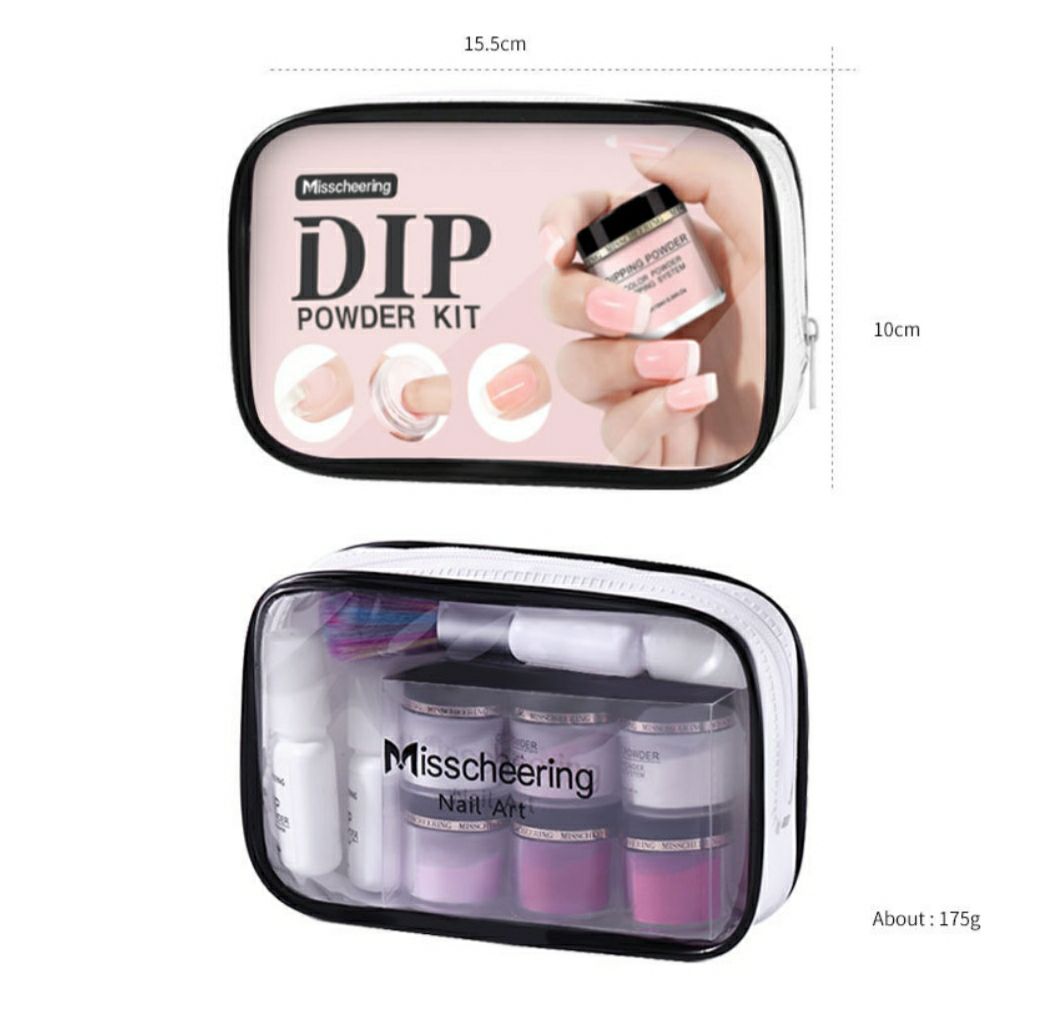 Set bột nhúng gồm 6 màu, 3 chai liên kết và cọ phủi.