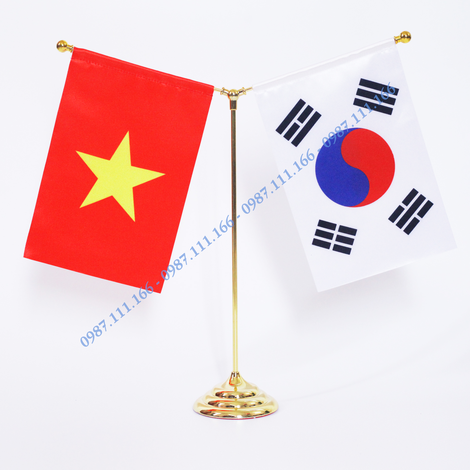 Cờ Để Bàn mạ vàng cao cấp cắm 2 cờ