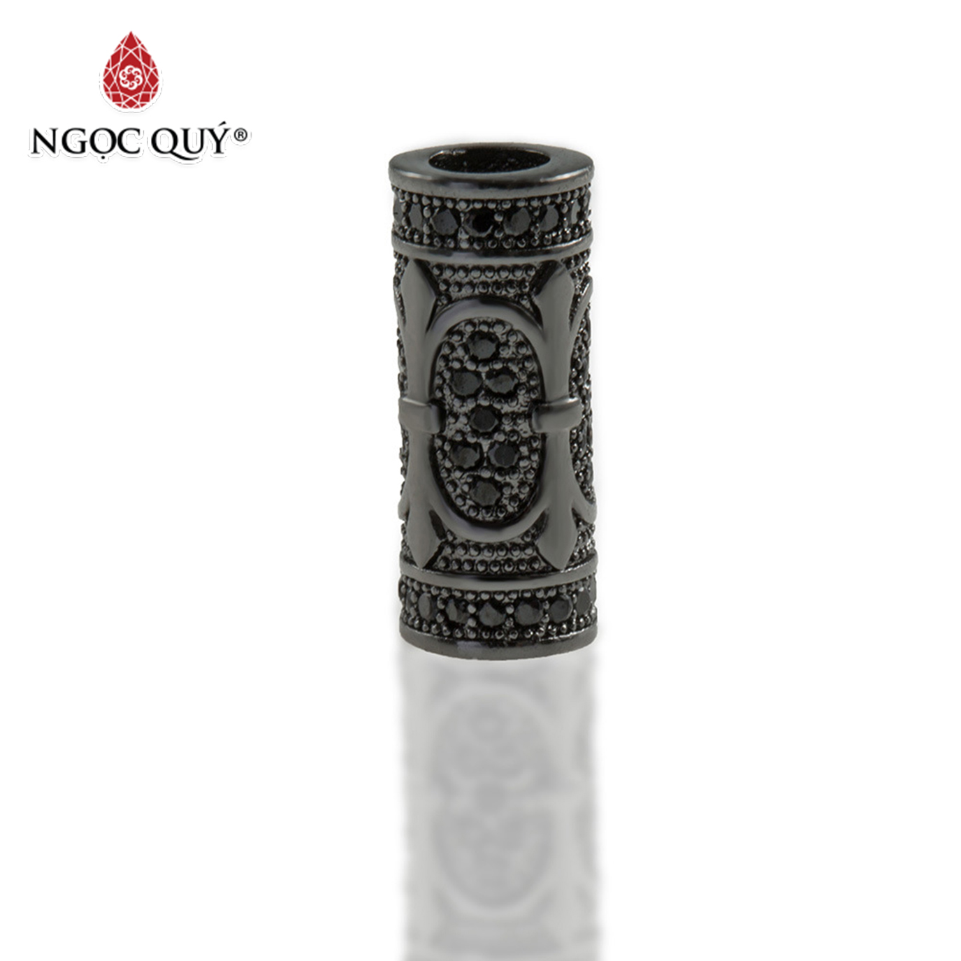 Charm trụ dài hợp kim đính đá - Ngọc Quý Gemstones