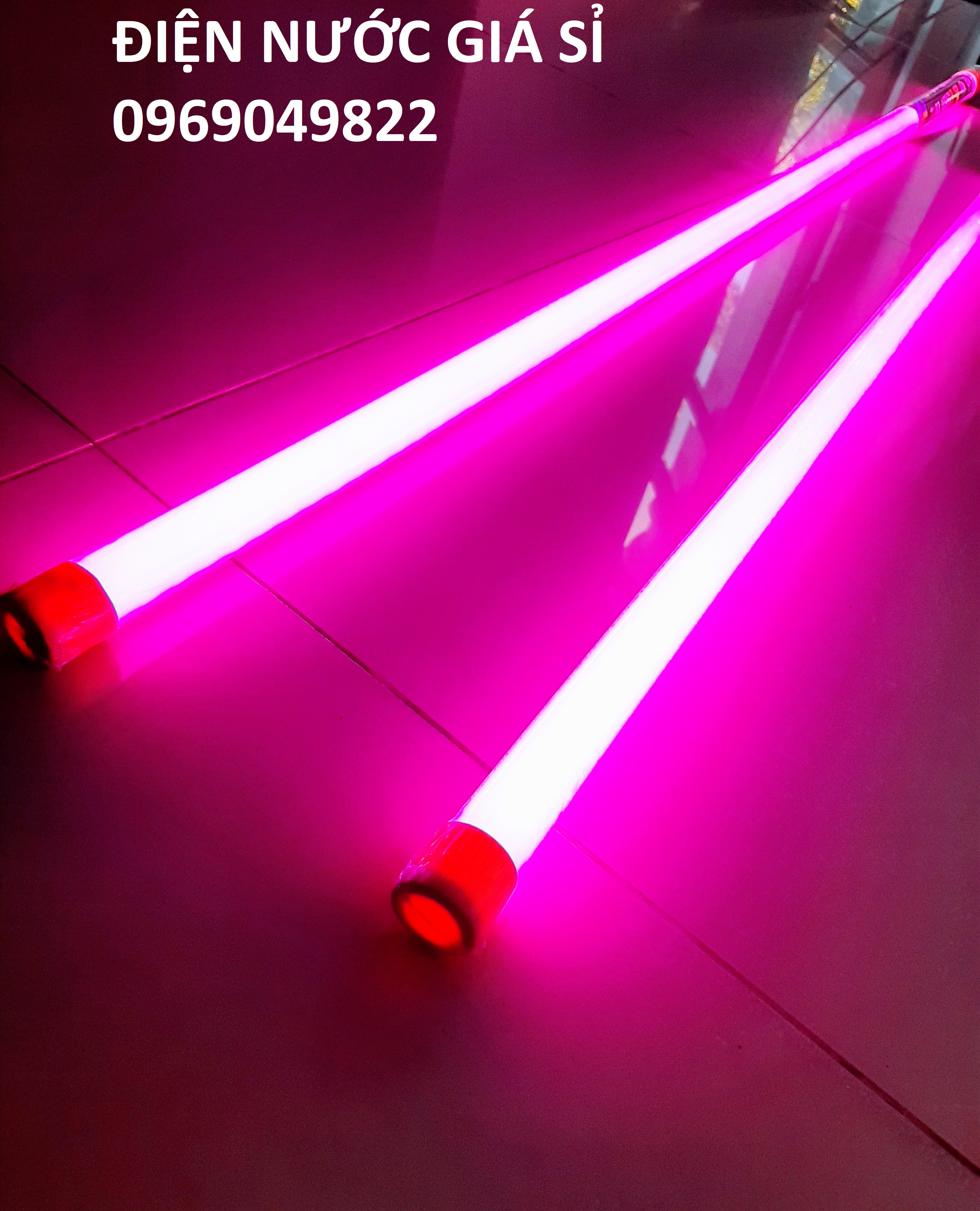 Bộ 2 bóng đèn Led 60cm - 1m2 1.2m màu hồng trang trí, đèn led tuýp T8 1.2 met màu hồng