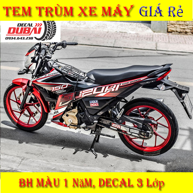 Tem trùm Satria Raider Đen Đỏ Mẫu Mới