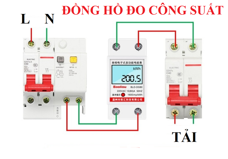 đồng hồ đo công suất điện 80A