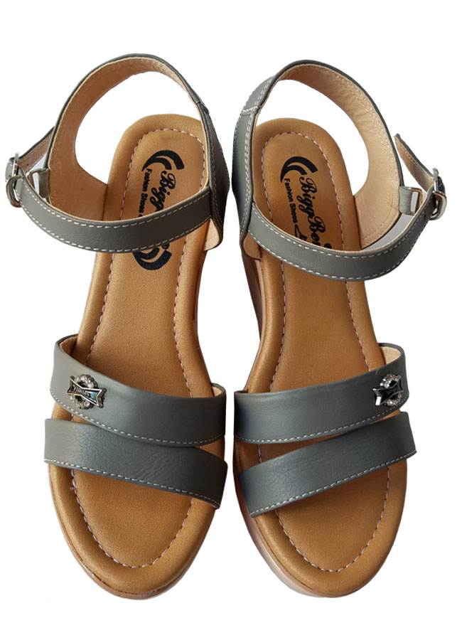 Giày Sandal Nữ Đế Xuồng Da Bò BIGBEN Cao Cấp DS22