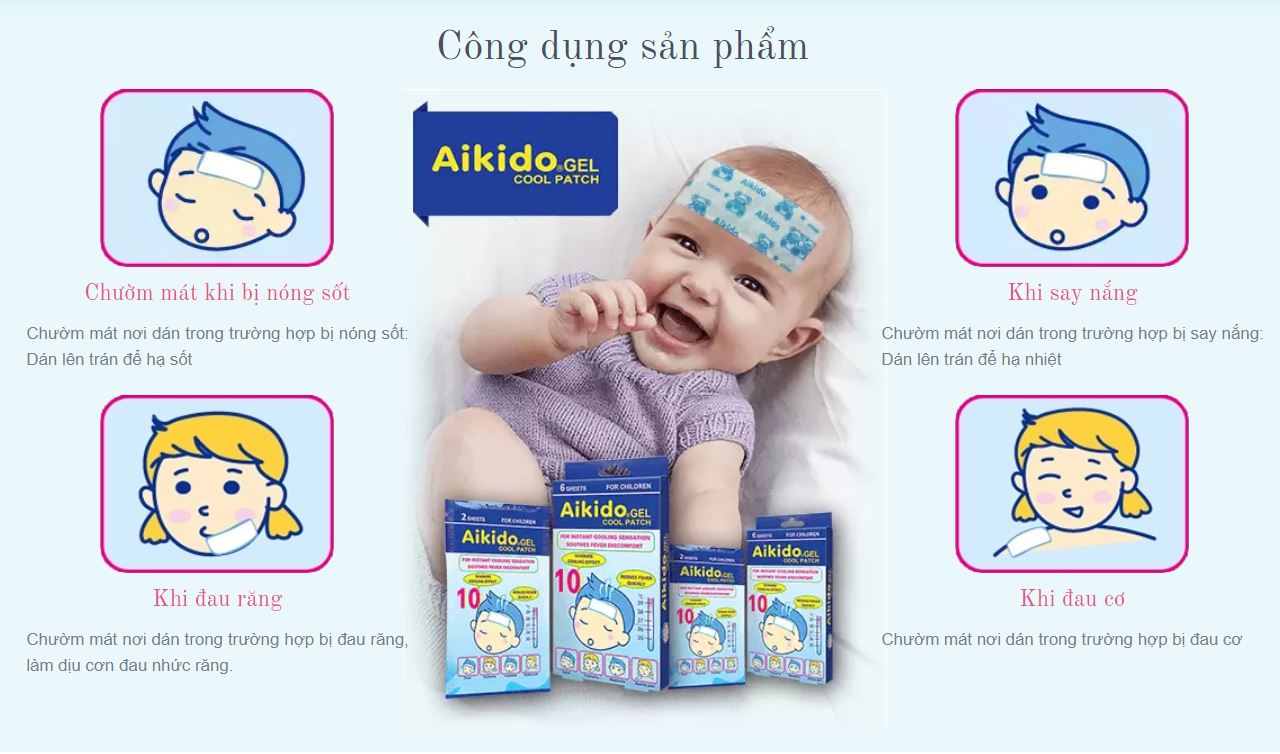 Miếng dán hạ sốt Aikido Gel Cool Patch Hộp 6 miếng