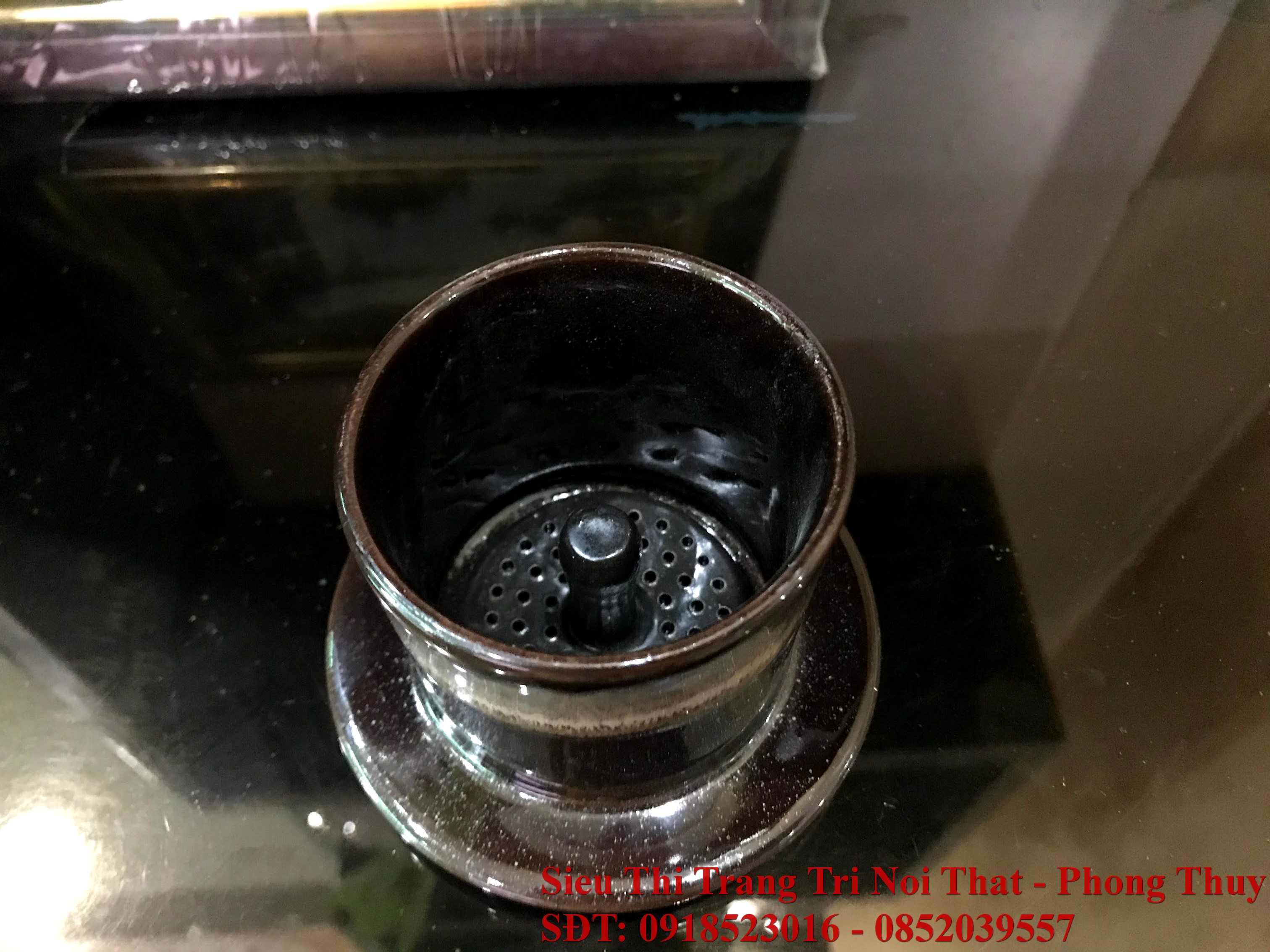 Bộ phin pha cafe gốm sứ Bát Tràng có phần lọc (KT: 12x12cm)