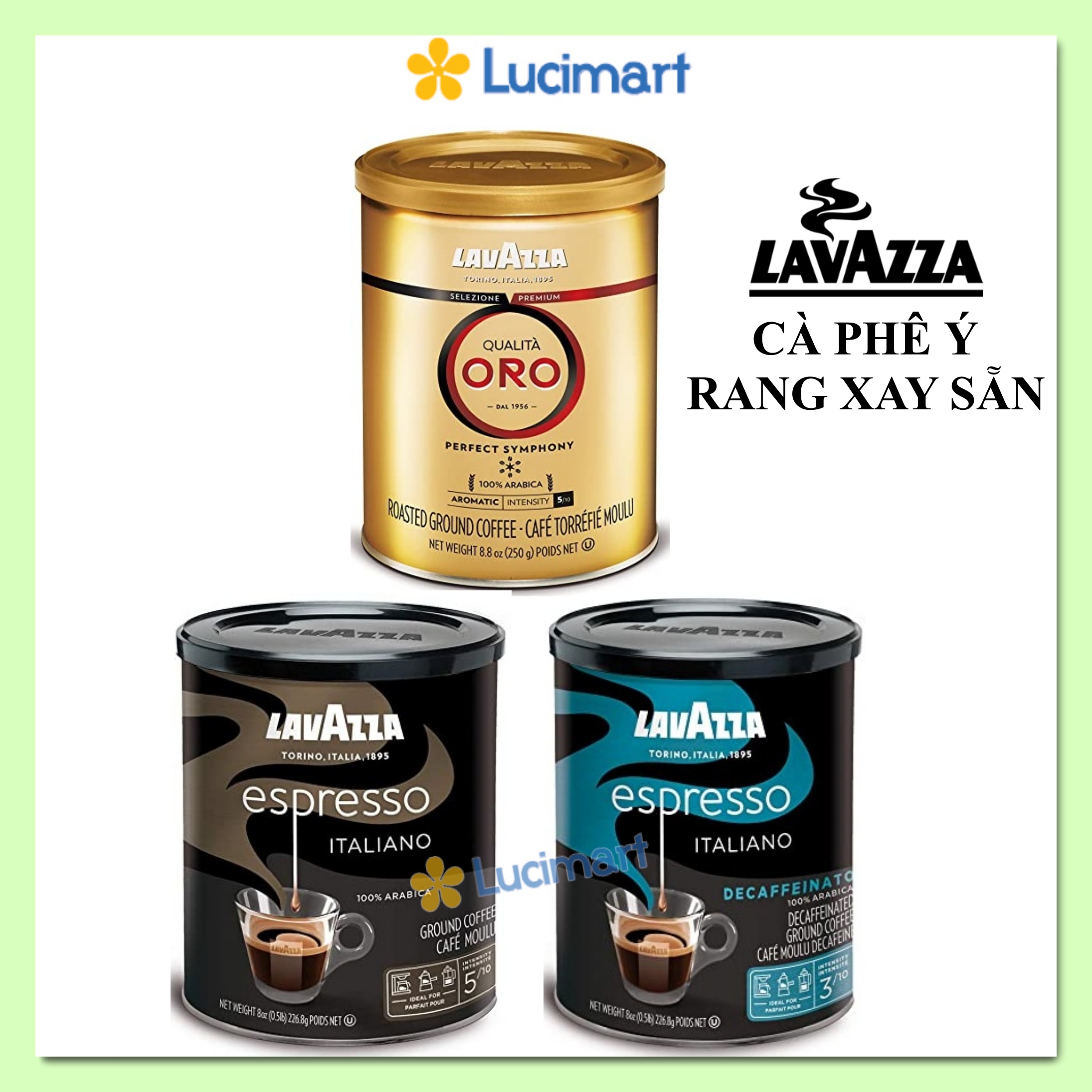 Cà phê Ý Lavazza rang xay sẵn Espresso Italiano Ground Coffee Blend 100%