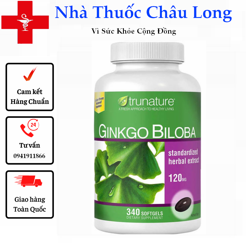 Viên uống hoạt chất Trunature Ginkgo Biloba 120mg 340 viên hàm lượng cao