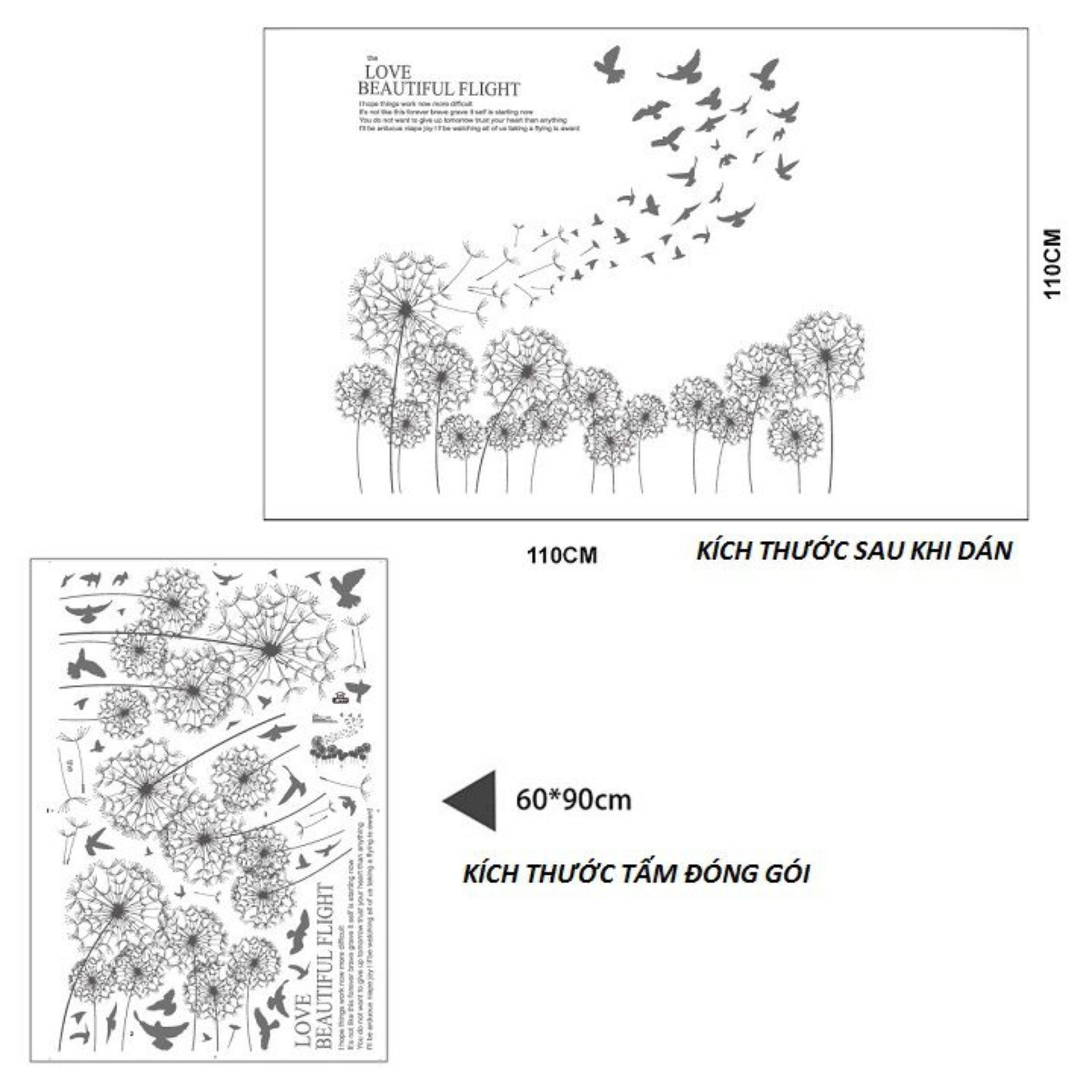 [HCM]Decal dán tường Hoa bồ công anh 2 DH071 (110 x 110cm)