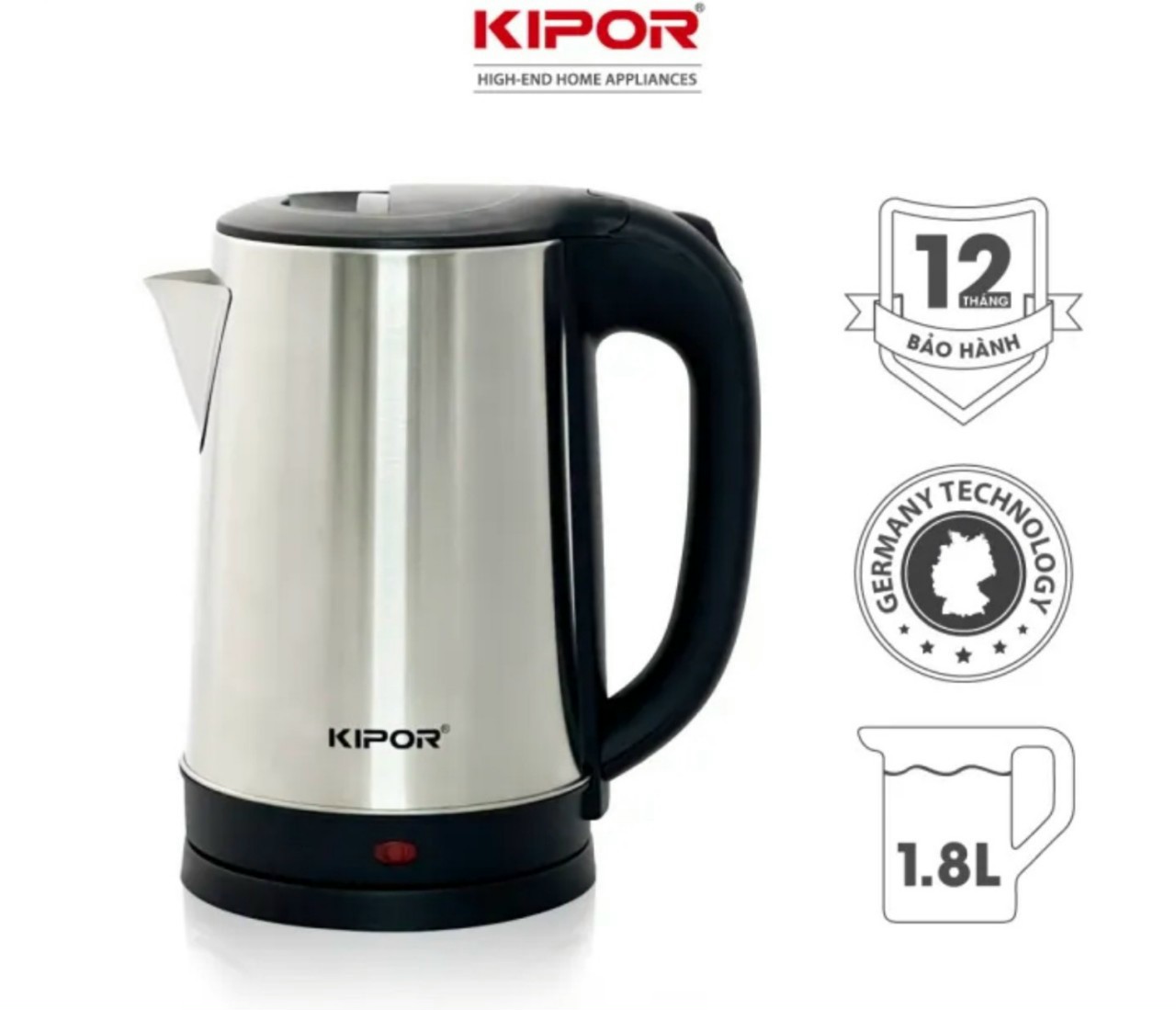 Ấm đun siêu tốc inox Kipor KP-318SA